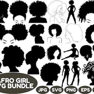 Afro Woman Svg Bundle, Afro Girl Svg, Black Woman Svg, Black Woman Silhouette, Afro Hair Svg, Afro Queen Svg, Afro Woman Cut File For Circut