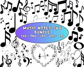 SVG-bundel muzieknoten: gesneden clipartbestanden (direct downloaden)