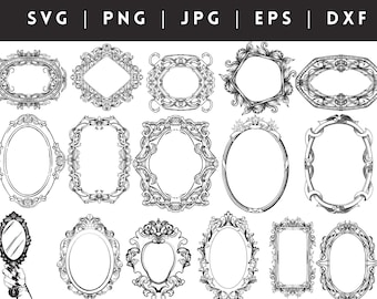 Vintage Ornate Mirror Frame SVG Bundle: Baroque & Gothic Designs