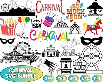 Carnival SVG Bundle: Circus Tents, Ferris Wheel (Digital Download)