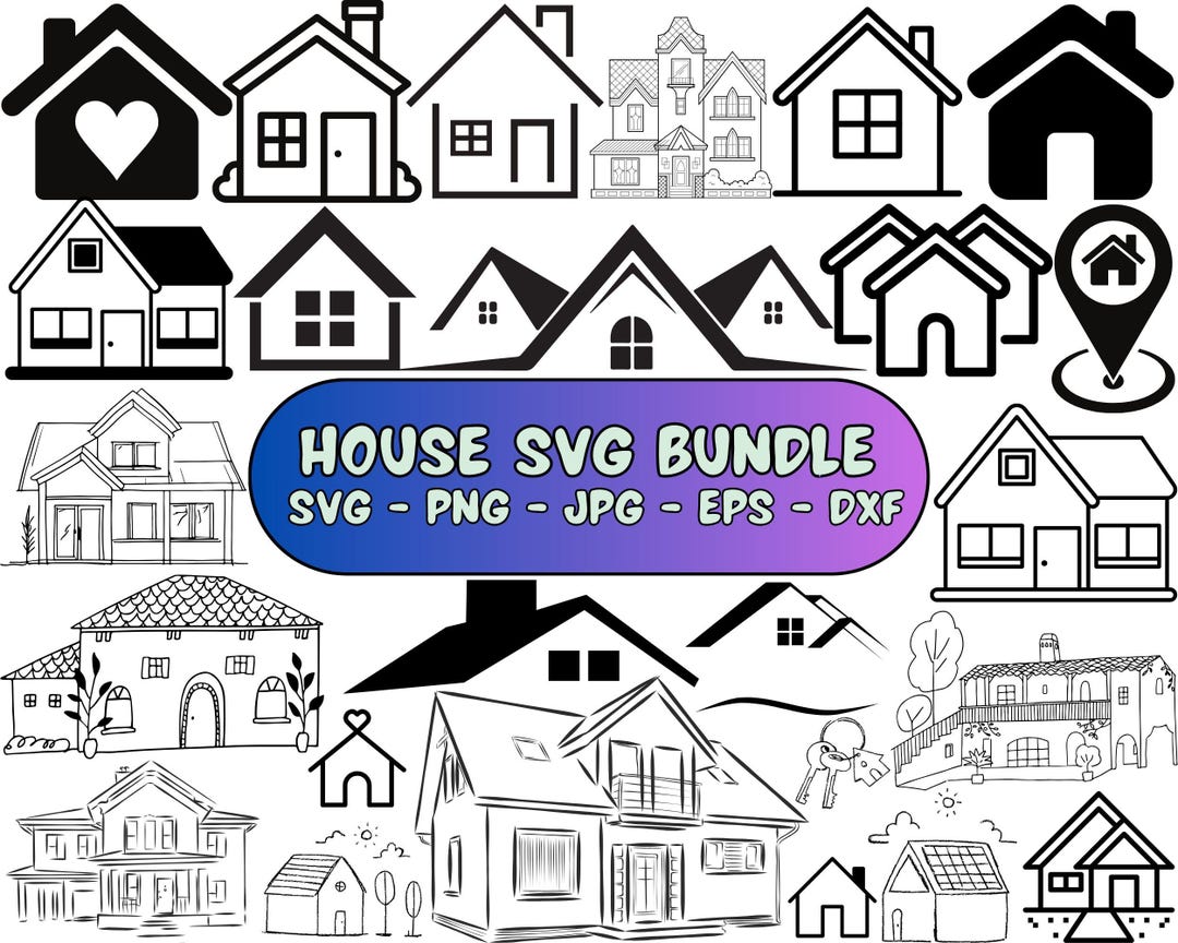 Svg House Plan Example House SVG Bundle: Scandinavian, Floral, Tiny House Designs (digital ...