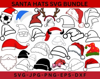 Santa Hat SVG Bundle: Christmas Cut Files (Digital Download)