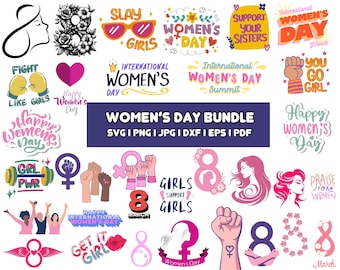 国際女性デー バンドル SVG、3月8日国際女性デー SVG、国際女性デー SVG、女性の力 SVG、強い女性 SVG、ガールボス SVG