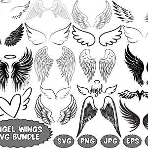 Angel Wings Svg Bundle, Angel Wings Clip Art, Wings Cut File For Silhouette, Angel Wings Bundle, Wings Svg Png Dxf,memorial svg