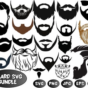 Beard SVG Bundle, Beard PNG Bundle, Beard Clipart, Beard SVG Cut Files for Cricut, Long beard Svg , Beard Silhouette, Beard Face Svg