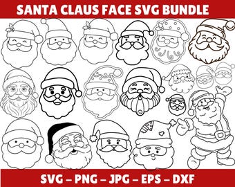 Santa Face SVG Bundle: Christmas Holiday Clipart (Digital Download)