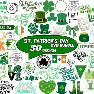 St. Patrick&#39;s Day SVG Bundle: Irish Quotes, Clover, Shamrock (Cut File)
