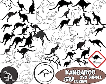 Känguru SVG, Känguru Silhouette, Känguru-Svg-Bundle, Tier Australien, Tier Svg, Känguru Clipart, Känguru Vektor, Baby Känguru svg
