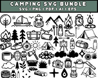 CAMPING SVG Bundle, CAMPING Clipart, Camping Svg cut files for Cricut, Camp Life Svg, Camper Svg