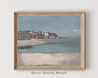 DIGITAL Artwork, Vintage Tonal Beachscape Painting, Coastal Beachside Wall Art Print | PRINTABLE DOWNLOAD | 309 |