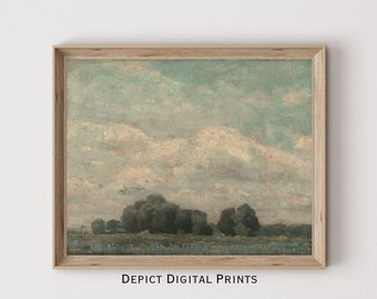 Pintura de paisaje antiguo, impresión de arte de pared de cabaña de campo rústico, / DESCARGA DIGITAL/ 251 /