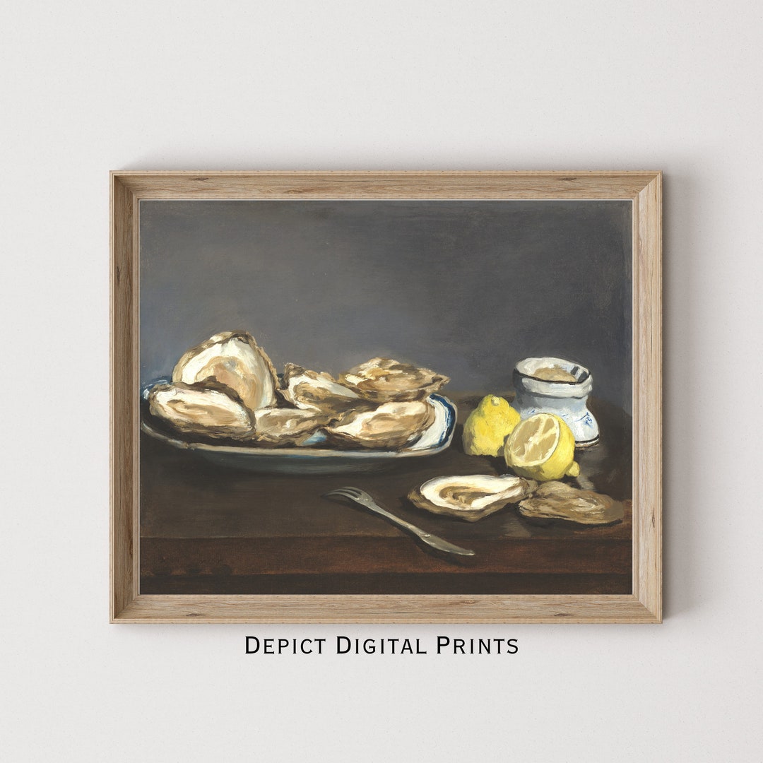 Still Life Oyster Painting Kitchen Wall Art Print Digital Download