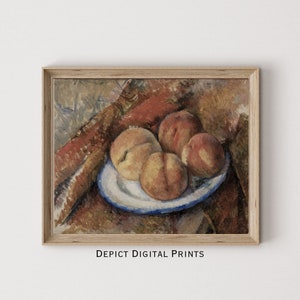 Vintage Peach Painting, Fruit Still Life Wall Art Print, Coral Kitchen Wall Art Décor | DIGITAL DOWNLOAD | 264 |