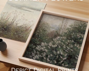 Vintage Lilac Blooms Art Print, Summer Cottage Wall Decor (Digital Download)