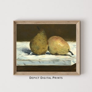 Vintage Kitchen Wall Art Pear Print, Farmhouse Fruit Still Life Painting, Antique Pear Print |DIGITAL DOWNLOAD | Vintage Art