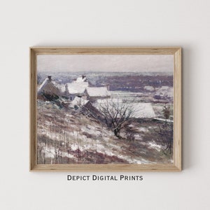 Winter Scene Art Print Painting Snow Christmas Art Snowy Scene Home Decor Art Print  Digital Download  Vintage Art Print | 141 |