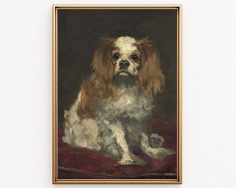 A Vintage Painting Of a Dear Spaniel | Digital Download | Vintage Art Print