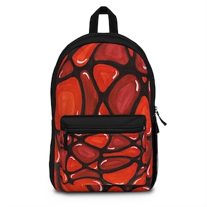 Red and Black Backpack, School Bag, Travel Daypack, Stylish Rucksack, Outdoor Hiking Pack