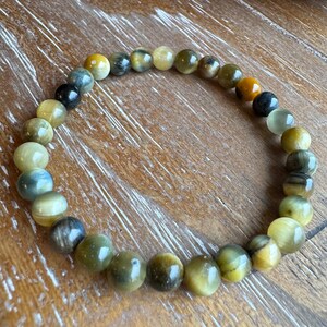 Bracelet with Yellow Blue Tigers Eye for Success Enthusiasm and Happiness / Chakra / Jewelry / Essential Oil / Gift