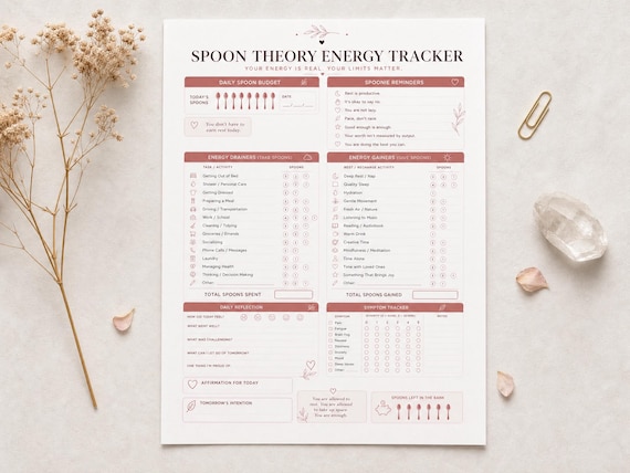 Spoon Theory Energy Planner | Chronic Illness Fatigue | Low Energy Pacing Printable | Spoonie (Digital Download)