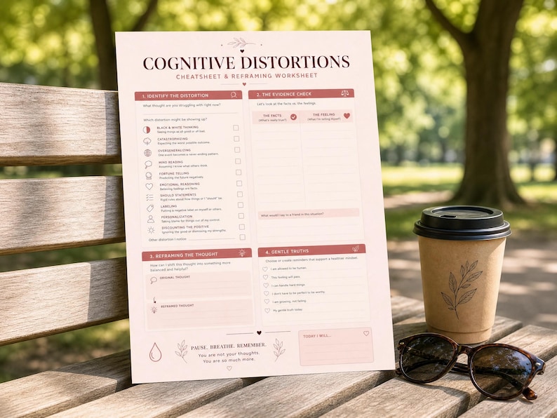 Reframing Worksheet.pdf Cognitive Distortions Cheat Sheet | CBT Therapy Worksheet | Self Help ...