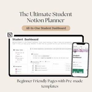 Ultimate Student Notion Planner, 2026 Aesthetic Notion Template,  All-in-one Life Tracker Organizer Dashboard