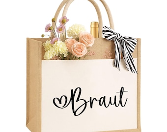 Bride Bride JGA Jute Bag Bachelorette Party Sustainable Gift Bag Shopping Bag made of 100% Jute & Cotton