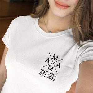 Frauen T-Shirt Mama personalisiert mit Namen der Kinder Geburtsjahr Geschenk für Mutter Muttertagsgeschenk Muttertag Bild 4