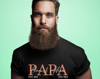 Camiseta Hombre Papá Personalizada con Nombres de los Niños Año de Nacimiento Regalo para el Día del Padre Regalo