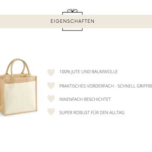 Nachhaltige Jute-Tasche mit deinem Name & Initial personalisiert Geschenkidee Jute-Beutel Einkaufstasche aus Jute und Baumwolle Bild 7