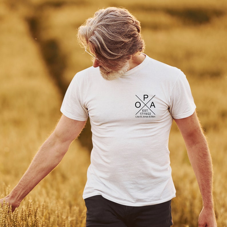 Herren T-Shirt Opa personalisiert mit Namen der Kinder Geburtsjahr Geschenk für Großvater Vatertagsgeschenk Bild 2