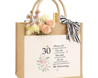 18th | 30th | 40th | 50th | 60th Birthday Jute Bag Sustainable Birthday Gift Shopping Bag
