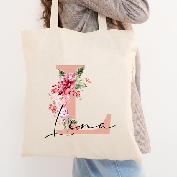 Personalized cotton bag with name & initials | 200 g/meter | OEKO-TEX® certified shopping bag, jute bag, fabric bag