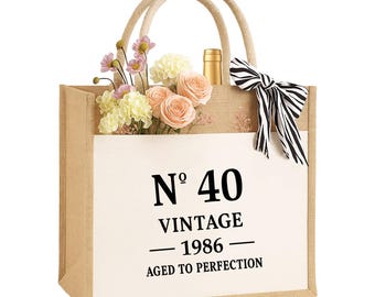 18th | 30th | 35th | 40th | 45th | 50th | 55th | 60th | 70th | 80th Birthday Jute Bag Birthday Gift Sustainable Gift Shopping Bag