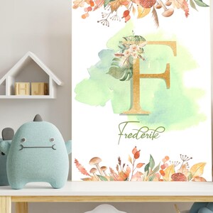 Imagen de nombre personalizada con inicial | Descarga digital | Póster individual habitación infantil, decoración de pared, boho | Nombre deseado DIN A4