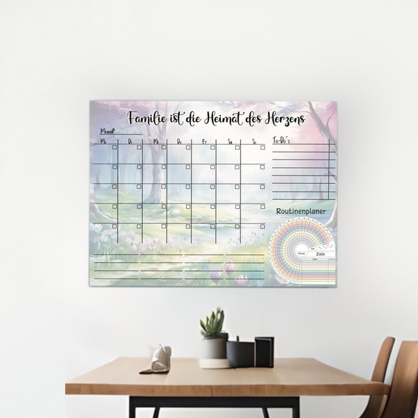 XXL monthly planner personalized on acrylic glass 80 x 60 cm - reusable planner with individual lists, also for the whole family