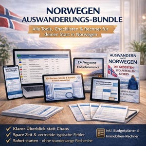 Norwegen Auswanderungs-Bundle | 7 Tools, Vorlagen & Rechner für deinen sicheren Start statt Chaos und teurer Fehler