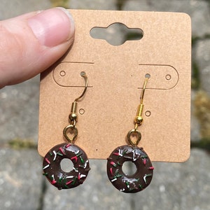 Chocolate Sprinkle Donut Earrings | Sprinkle donut Earrings | Donut Earrings | Donut Dangle Earrings | Dangle earrings | Gifts for her |