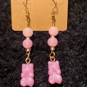 Pink Gummy Bear dangle Earrrings | Gummy bear Earrings | Cute Earrings | Unique Jewelry | galentines gift | Candy Jewelry | valentines gift