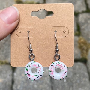 White Sprinkle Donut Earrings | Sprinkle donut Earrings | Donut Earrings | Donut Dangle Earrings | Dangle earrings | Gifts for her | Donut