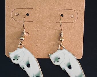 Anime Cat Earrings: Golden Hooks, Cat Lover Gift