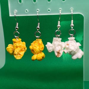 Resin popcorn earrings | Popcorn jewelry | Movie night earrings | Food earrings | buttered popcorn earrings | fun earrings | snack earrings
