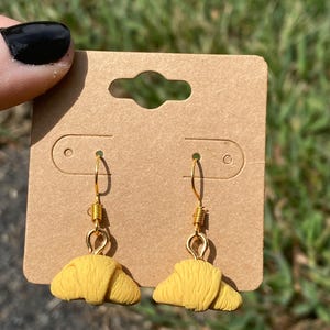 Handmade Croissant Clay Earrings: Golden Food Jewelry