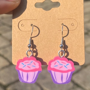 Purple and Pink Cupcake Earrings | CupCake Earrings | Food Earrings | Sweets | Gifts for her | Christmas gift | Cake earrings | Food Jewelry