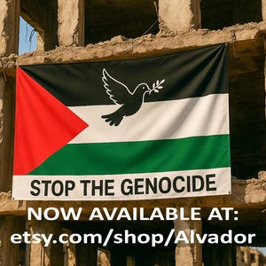 Palestinian Banner - 180x90/ 120x60cm – Banner w/ a Symbol of Peace and a Strong Message