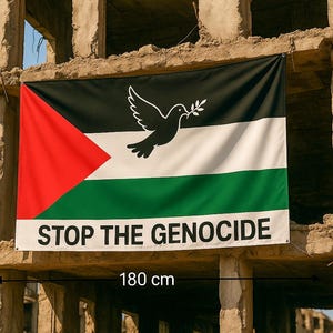 Palästinensische Banner - 180x90/ 120 x 60 cm – Banner mit Friedenssymbol und Botschaft