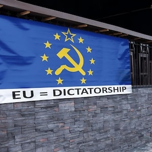 Striscione ANTI UE - 180x90/120 x 60 cm