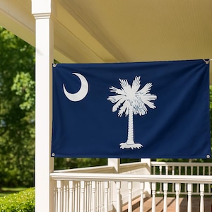 South Carolina State Flag Banner - 180x90/ 120x60cm – Crescent Moon & Palmetto