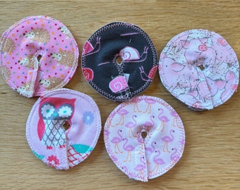 Feeding tube pad set of 5 -pink themed animals