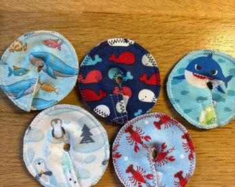 Feeding tube pad set of 5- sea animals/aquatic